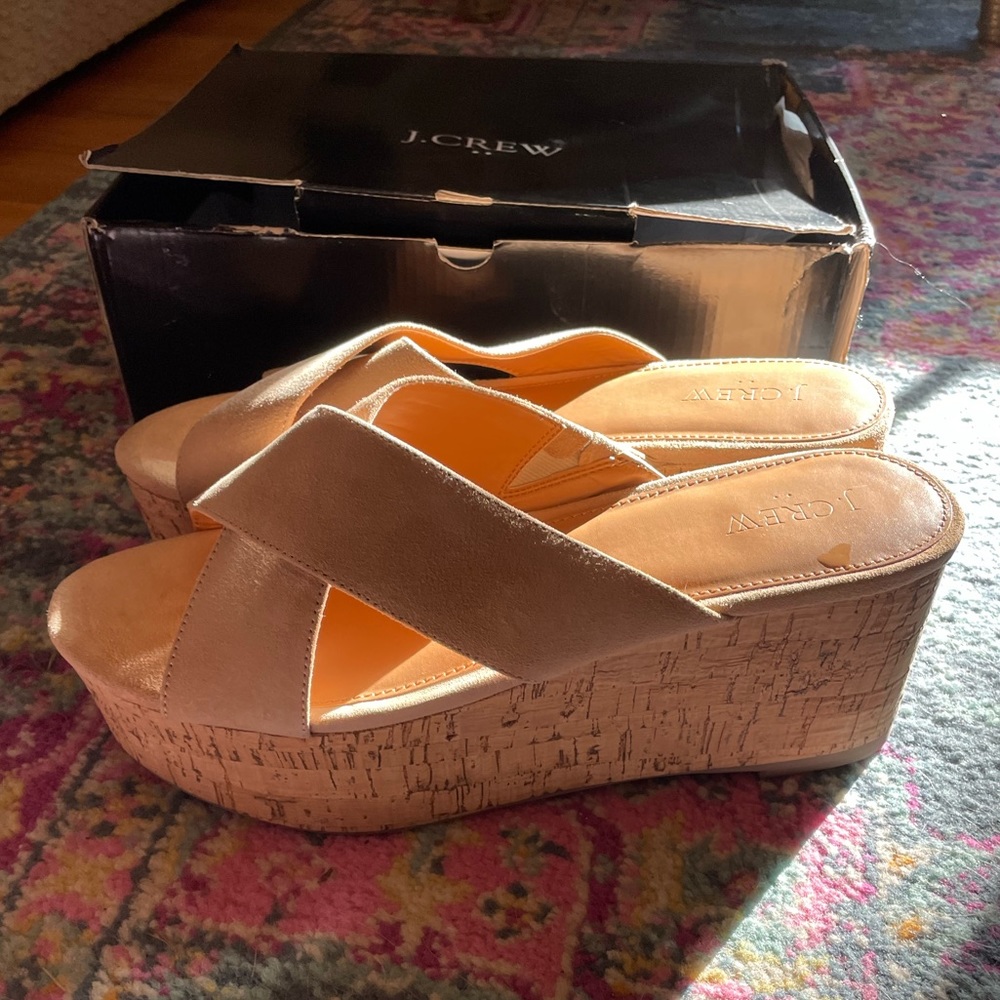 NWOT J. Crew Factory Cork Wedges